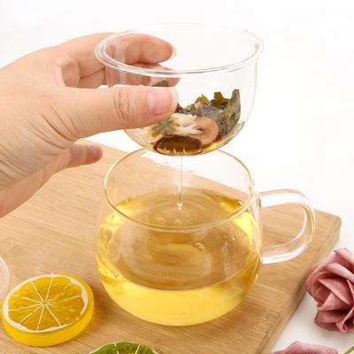 350ml pro domácí kancelářské nápojové sklo Odolné sítko na sypaný čaj Kávový filtr s infuzérem a víčkem Žáruvzdorná skleněná čajová šálka