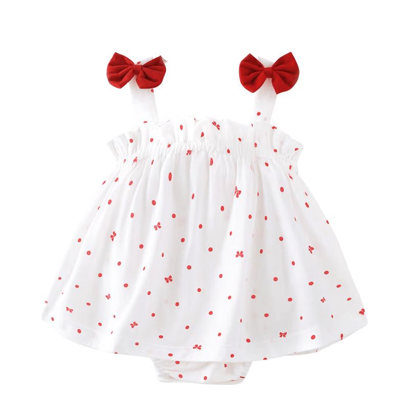 Baby Girl Bowknot Polka Dot Suspender Romper 73