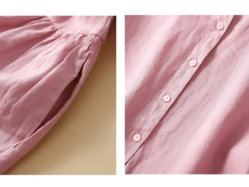 2025 Sommer Damen Locker Geschnittenes Baumwollleinen Midikleid