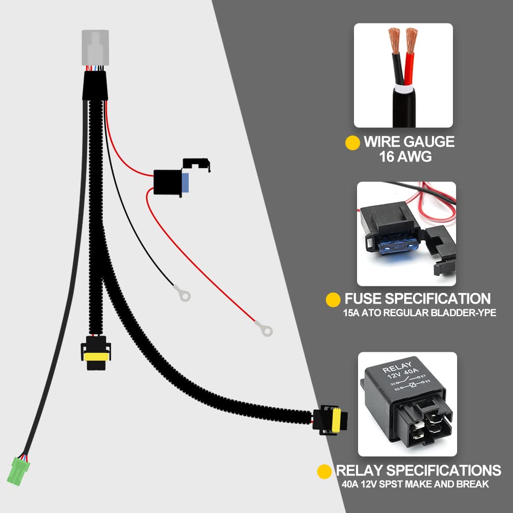 H11 H8 880 881 Fog Light Wiring Harness Socket Wire Connector For 2005- Toyota Tundra Tacoma 4Runner RAV'4 Prius For Scio'N For Lexus With 40A Relay