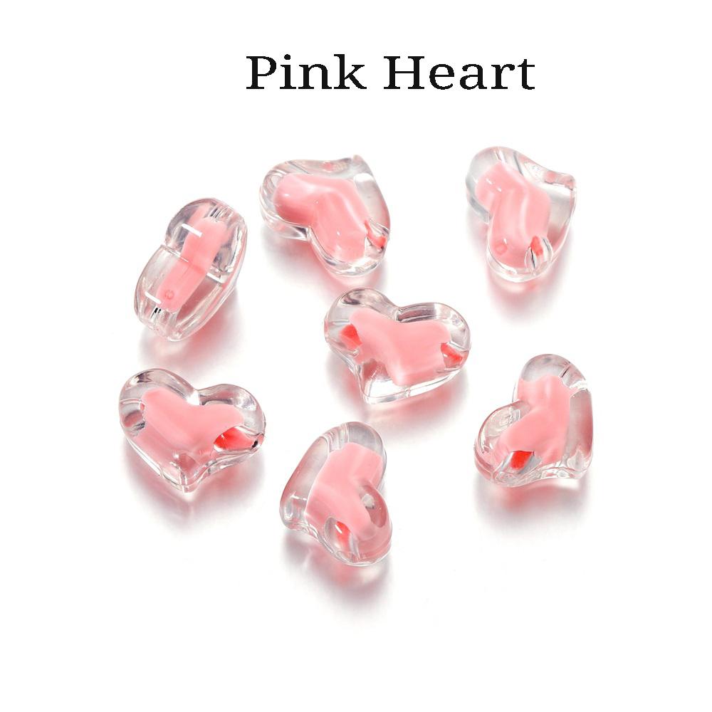 20Pcs/Pack Acrylic Spaced Beads Candy Heart Flower Shape Beads Decoration For DIY Necklace Earrings Jewelry Making Supplies