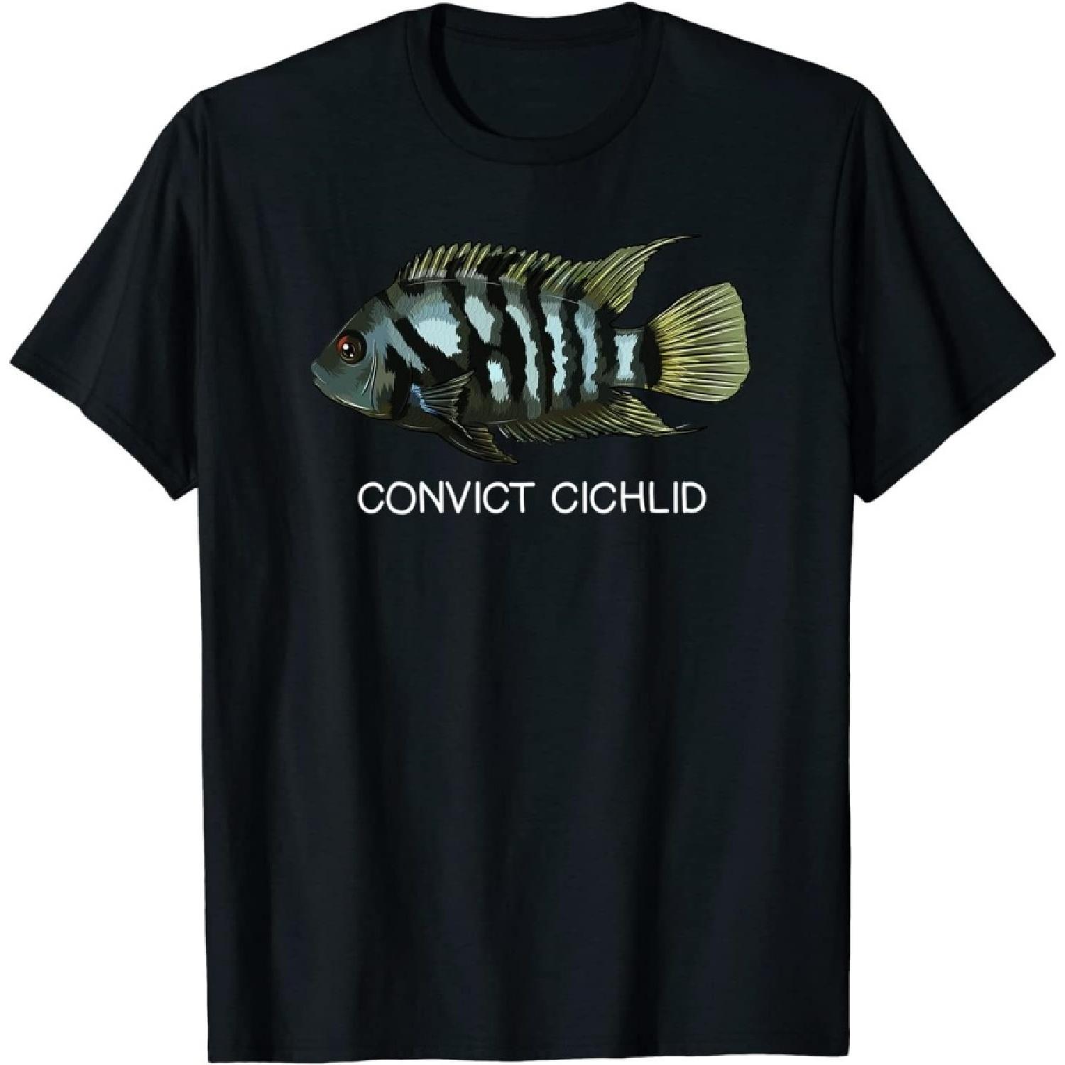 Convict Cichlids Freshwater Aquarium Fish T-Shirt, Long Sleeve Shirt, Sweatshirt, Hoodie S