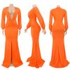 Vestido de Noche Sexy Ajustado de Color Sólido con Cuello en V para Mujer