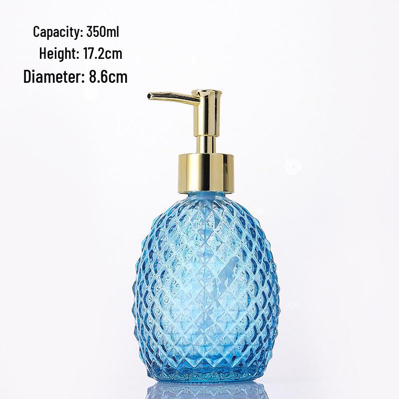 Colored Pineapple Glass Hand Sanitizer and Shower Gel Pump Bottle – Refillable, Sealed, Thickened, Patterned Empty Bottle.