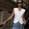 Women's V Neck Tailored Vest Classic Formal Suit Waistcoat Slim Fit Office Workwear Layering Piece