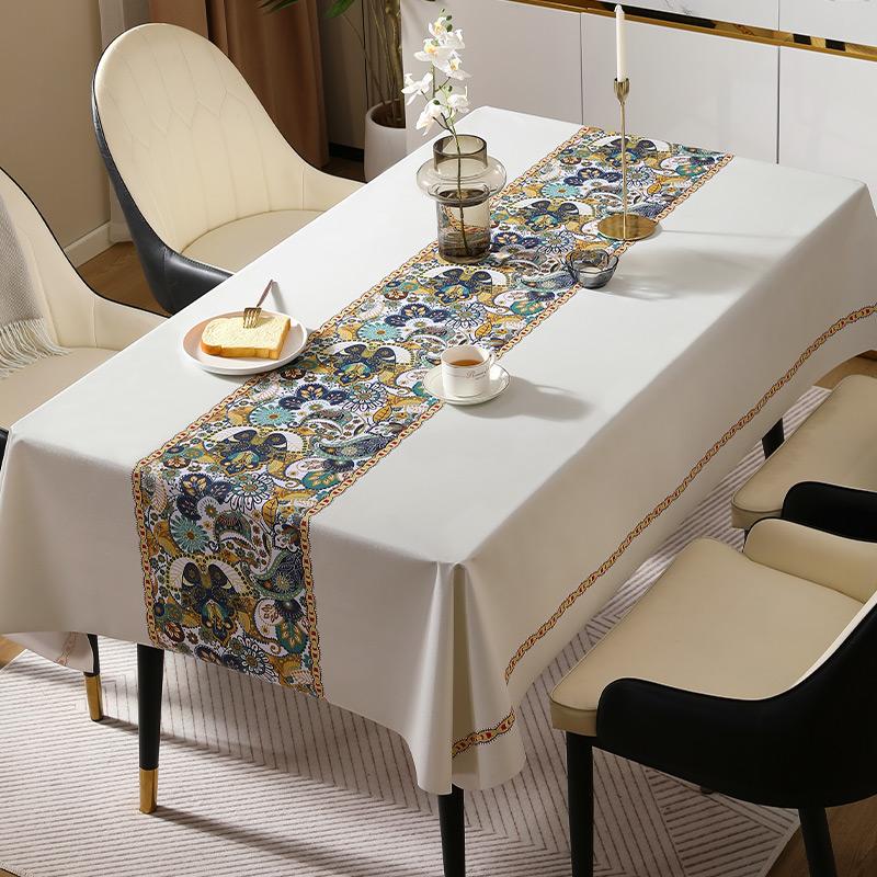 Waterproof Flower Table Cloth Soft Washable PVC Tablecloths Dining Tea High-end Towel Rectangular Desk Sheet Hotel Breakfast Mat