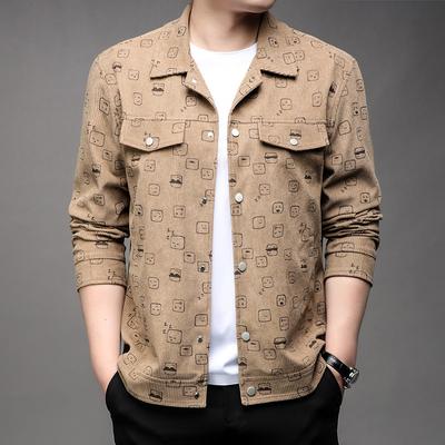 Men's All-print Corduroy Jacket Spring and Autumn New Style Young and Middle-aged Casual High-quality Slim Lapel Jacket Men's Clothing