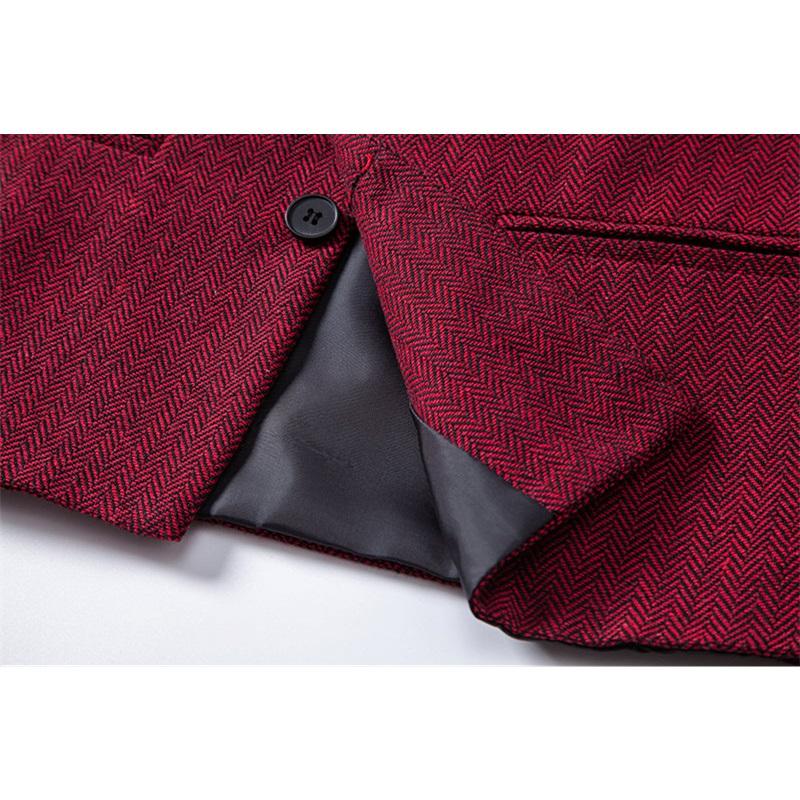 Autumn British Style Retro Vest For Men Fashion Stand Collar Herringbone Coarse Tweed Suit Vest Waistcoat Vintage Gentleman