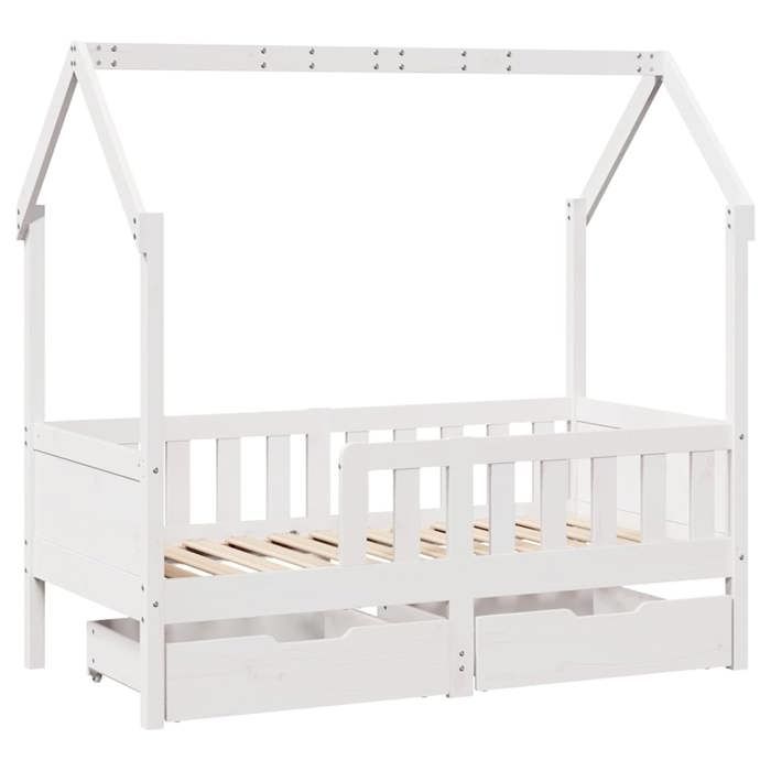 VidaXL Cadre de lit pour enfant et tiroirs 80x160cm bois de pin massif, lit pour enfant, lit simple pour enfant, lit maison 3302042
