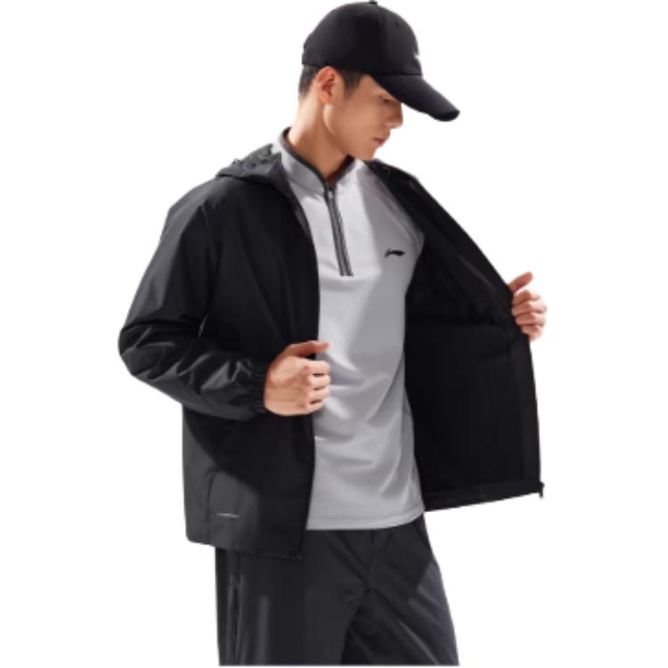 Li-Ning Windproof And Water-Resistant Hooded Windbreaker With Logo Men Outerwear AFDW079-3