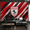 Samsunspor Wall Tapestry, Club Logo Red Brush Stroke Print Wall Hanging for Football Fan Room Decor