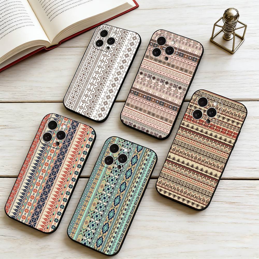 B-Boho PrintPattern Phone Case Silicone Soft For IPhone 17 16 15 14 13 12 11 X XR Plus Pro Max Plus