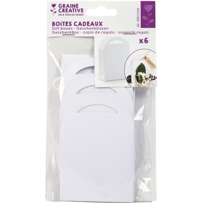 6 GIFT BOXES SMALL WHITE BAG 70x100 MM