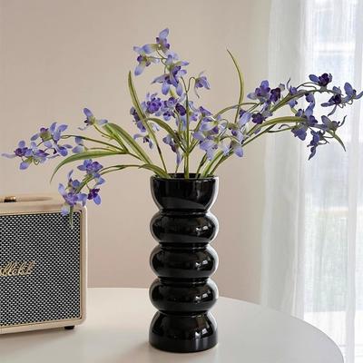 Vintage Black Bamboo Glass Vase Home Dining Room Flower Arrangement Container Creative Dining Table Living Room Decoration