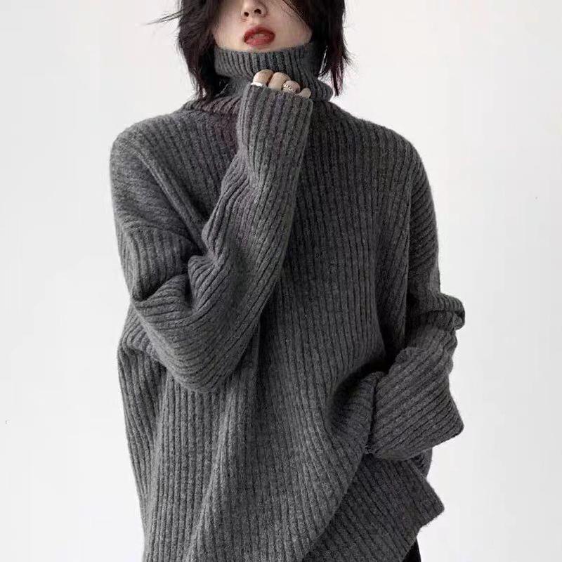 2024 Women's High Neck Pure Wool Loose Sweater, Hip-Covering Style