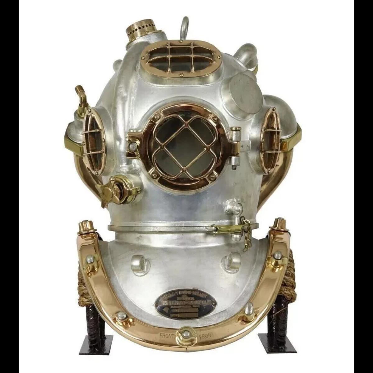 Медь Латунь Бостонский водолазный шлем ВМС США Гелий Desco Дайвинг Морские костюмы Шлем с основанием 22   , 16  , 17
