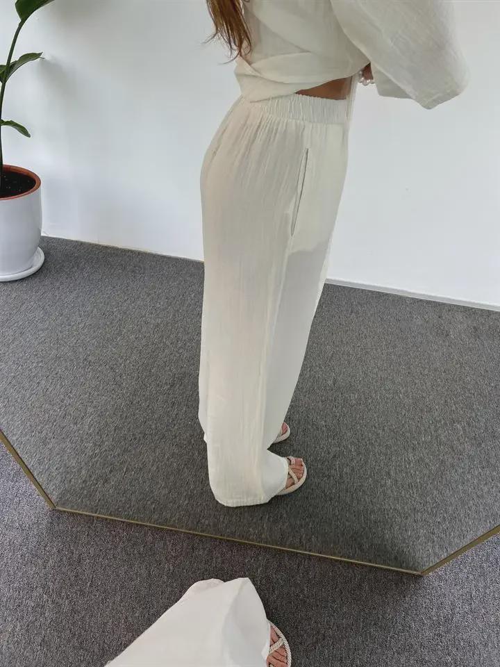 Women's Casual Solid Color Tie Cardigan & Trousers Two-Piece Set