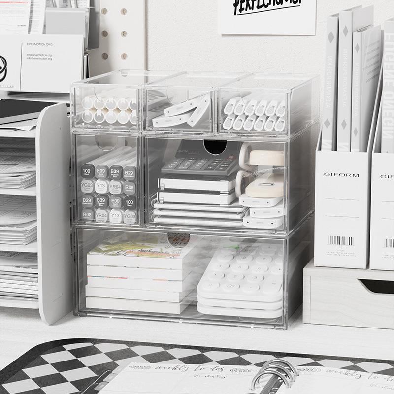 Acrylic Transparent Multi-Layer Desk Organizer with Drawers