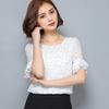 Summer Women Polka Dot Print Short Trumpet Sleeve Tops Stylish Casual Shirt