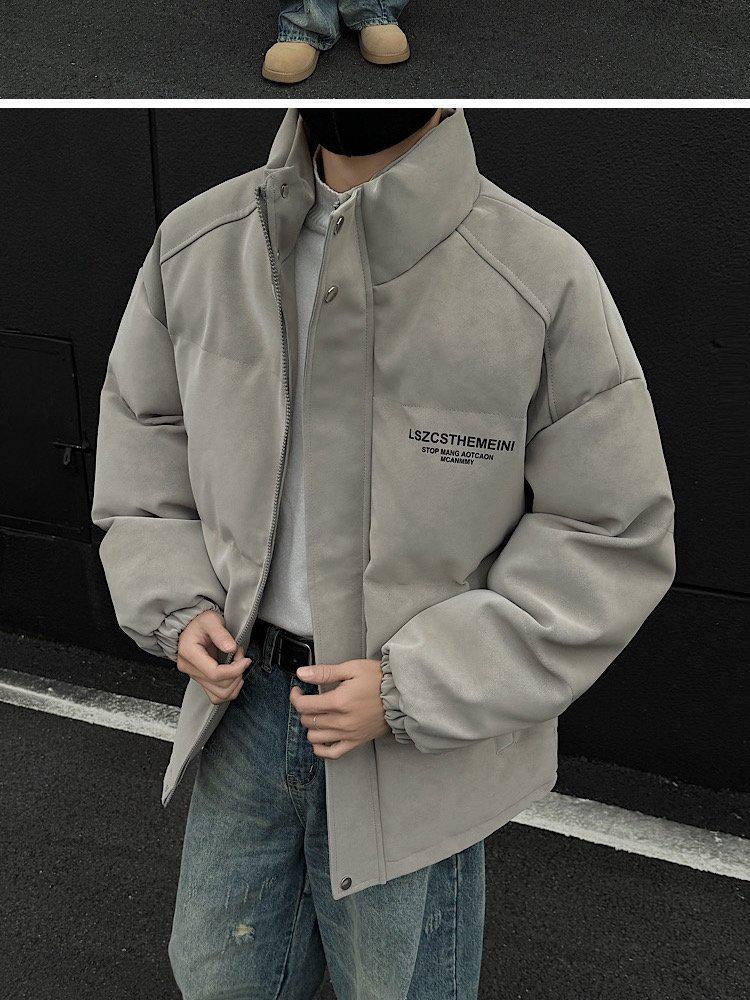 Men's American Style Winter Leather Stand Collar Jacket – Thick, Cold-Resistant, Youth Outerwear.