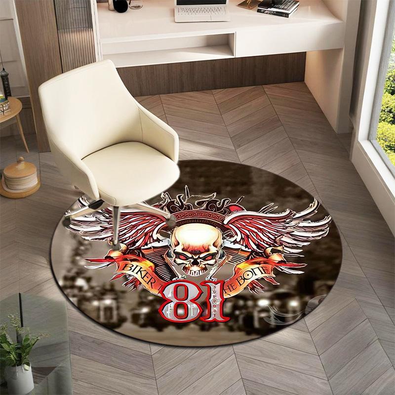 Gang violence Motorcycle enthusiasts Hells Angels Motorcycle Club circular carpet is soft, home, bedroom, door mat decoration, and non slip carpet E5