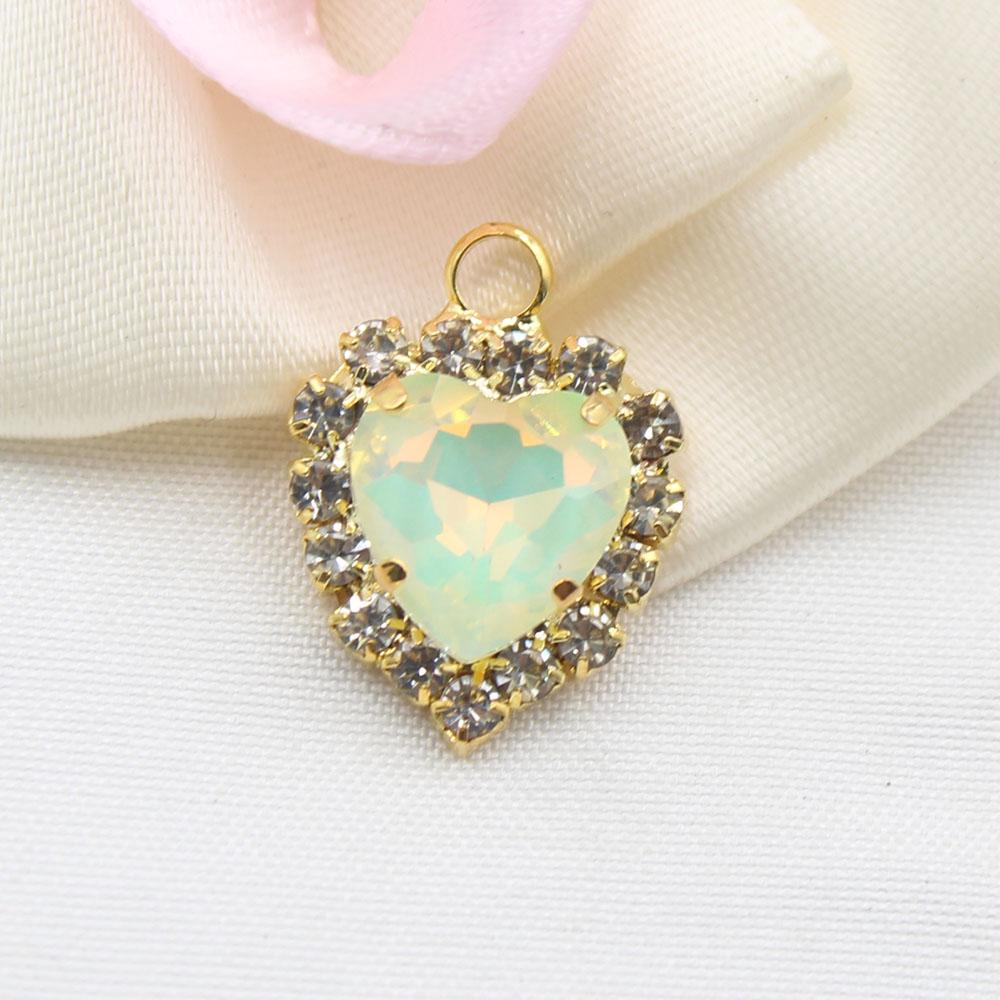 10 Pieces of 15 * 20mm Peach Heart Mocha Rhinestone Pendant, DIY Handmade Pet Necklace Accessories, Clothing, Wedding Decoration