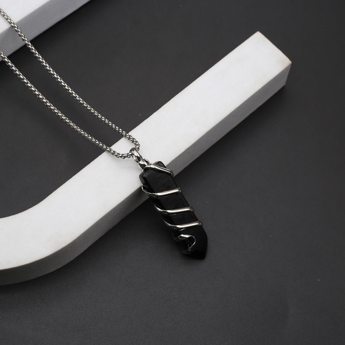 

Жіноче намисто з натурального каменю, звивисте кулон у формі меча, для жінок, подарунок на день народження, ланцюжок 60 см 15x60mm