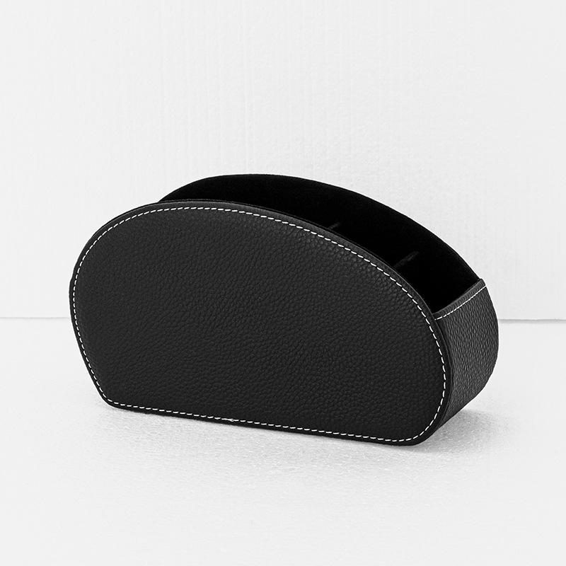 Remote Control & Desktop Organizer, PU Leather, 5-Compartment Storage Box for Office and Cosmetics