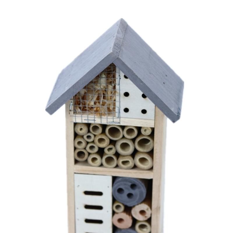 Durable Wood Insect Hotel Natural Wood Insect House for Honeybees Ladybirds Outdoor Shelter with Multiple Compartments