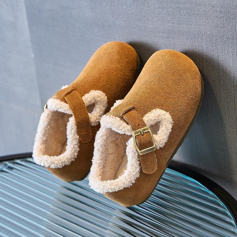 Retro Britischer Stil Samt Warme Weiche Sohle Schuhe für Kinder 3-9 Jahre - Unisex Kleinkind Fußbekleidung 2025