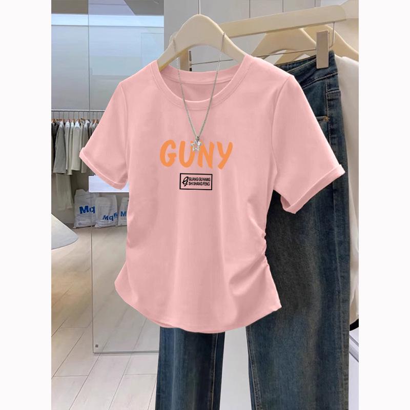 

Women s Summer Retro Korean-Style Slimming T-Shirt with American Print and Trendy Design XXL [130-140 jin]