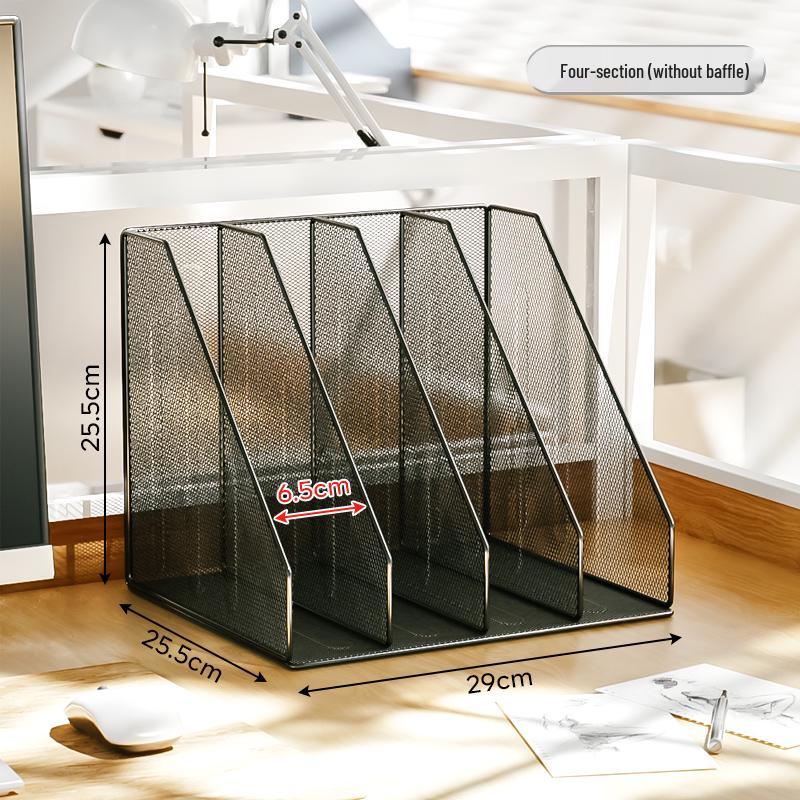 Schreibtisch-Organizer: Vertikale Aktenaufbewahrung, Bücherregal, Aktenständer und Stifthalter.