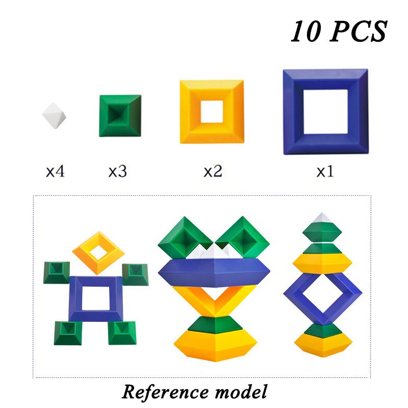 

Kids Coloful Pyramid Diamond Stacking Blocks Toys Set Creative 3D Building Blocks Stacking Game Montessori Toy Gift For Children