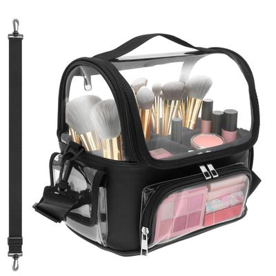 Trousse de Maquillage Portable Étui de Rangement pour Cosmétiques Transparent PVC Porte-Pinceaux de Maquillage Sac de Tri pour Articles de Toilette de Voyage