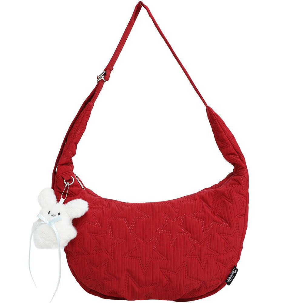 

2025 autumn and winter new Korean version of down embroidered cotton clothing bag niche cotton bag fashion trend messenger dumpling bag