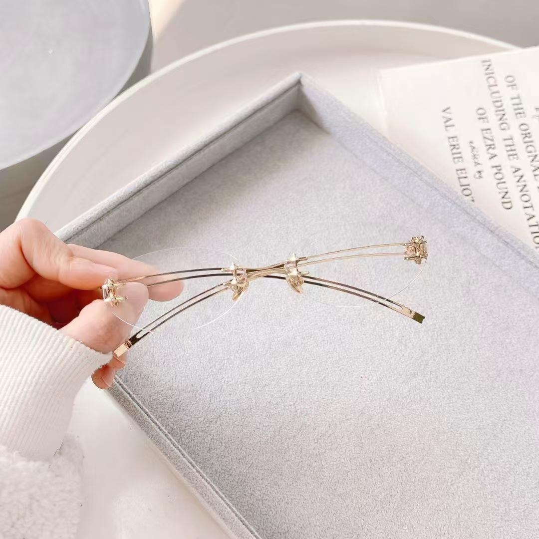 Модные корейские солнцезащитные очки для женщин Овальной формы Без оправы Дизайнерские солнцезащитные очки Женский стиль для кампуса Женские солнцезащитные очки