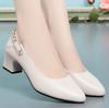 Vendita Calda Scarpe da Donna Scarpe da Donna Moda Décolleté Tinta Unita Primavera Estate Bocca Bassa Fibbia Punta Rotonda Tacco Scarpe da Donna