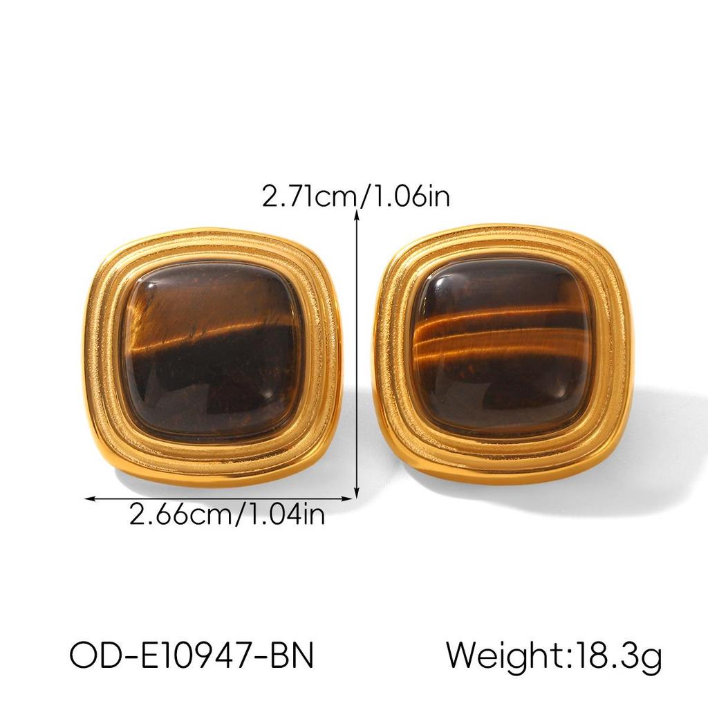 Retro Edelstahl 18k Gold Ohrringe: Nicht verblassende Titan-Ohrstecker, INS-Stil Leichter Luxusschmuck für Frauen