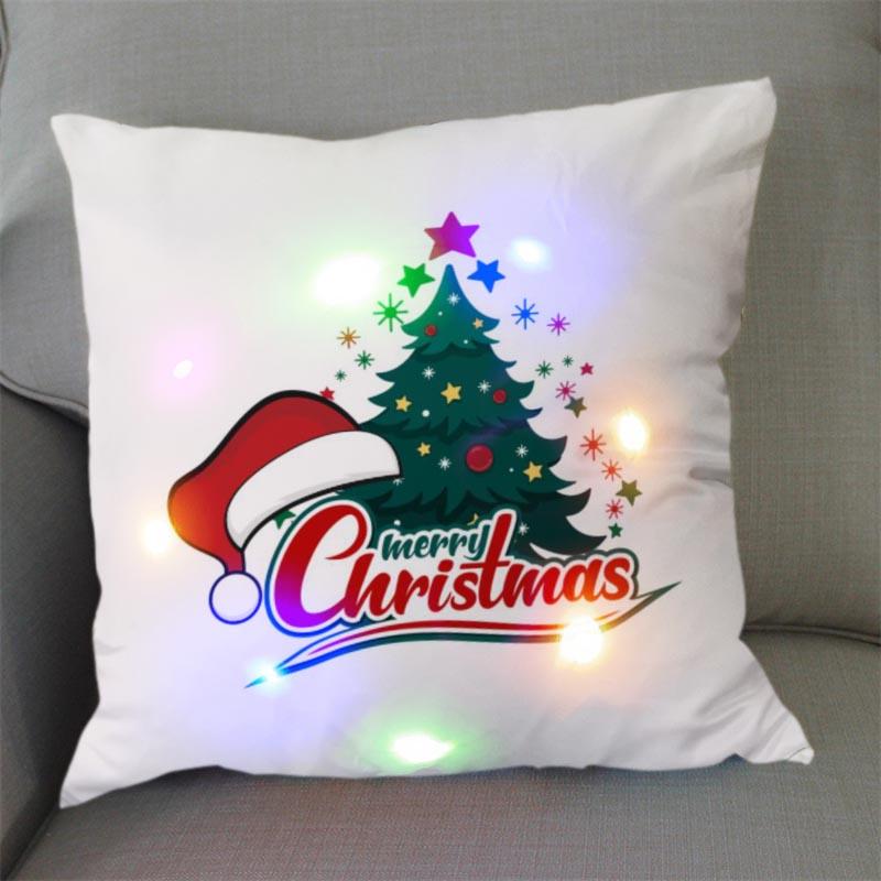 1Pc Christmas Led Pillow Case Size 45X45Cm40X40Cm Santa Claus Printed Christmas Pillow Covers For Christmas Decorations