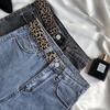 Winter Autumn Leopard Casual High Waist Stretch Plus Size Female Women Pencil Pants Jeans Denim Cropped Trousers