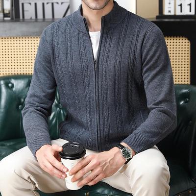 Echte Marken Herren Kaschmir Halbhoher Kragen Cardigan - Warmer, Dicker Winter Strickpullover