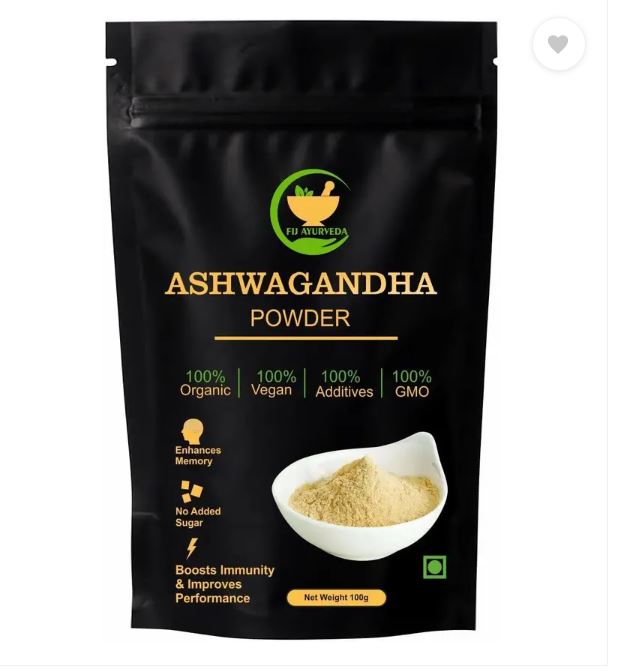 

FIJ AYURVEDA Чистий порошок ашваганди (Withania Somnifera) для тривоги та стресу (100 г)