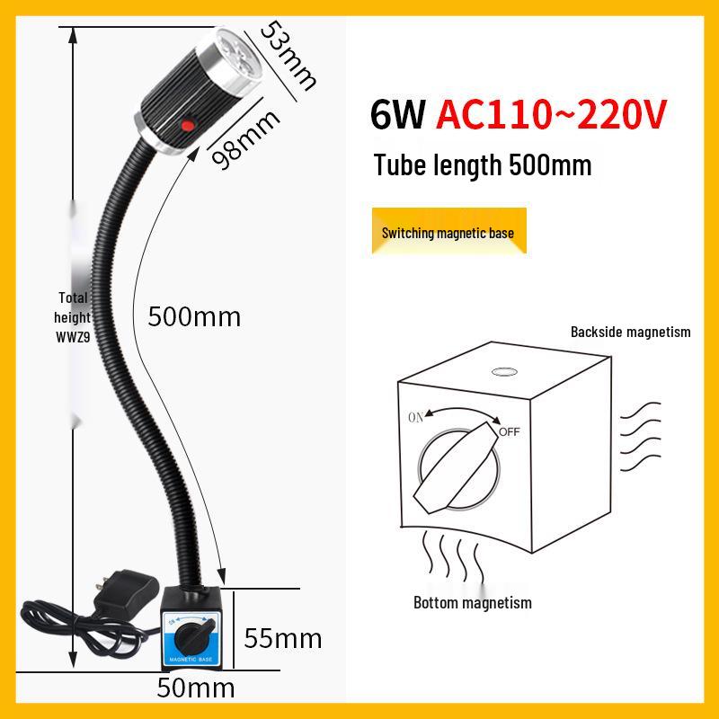 Luci da lavoro a LED magnetiche per macchine CNC e fresatrici, 220V/24V, design con tubo flessibile a collo di cigno