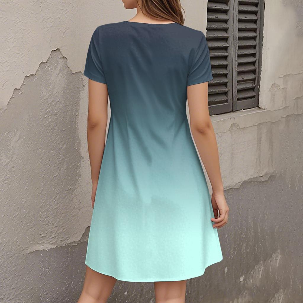 Women's Fashion Summer Casual Short Sleeve Floral Print Dresses