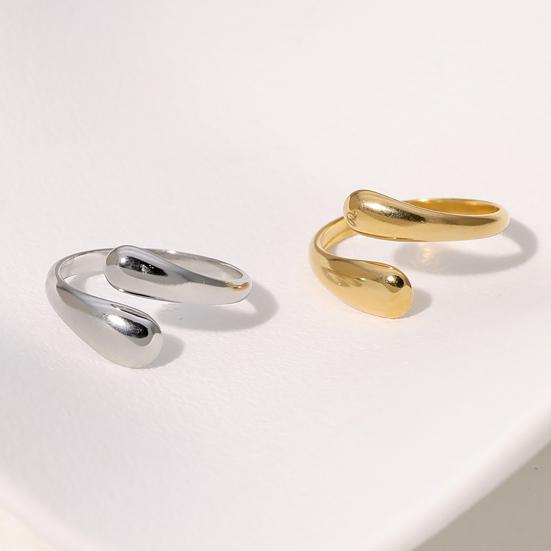 Women Finger Ring Minimalist Geometric Design Adjustable Fit Open Ring Stainless