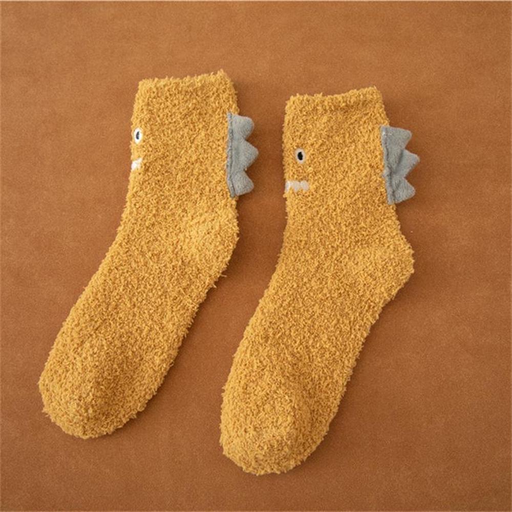 Neue Lustige 3D Kleine Dinosaurier Niedliche Monster Korallensamt Socken Weihnachtsgeschenk Warm Winter Verdickend Boden Bett Schlafen