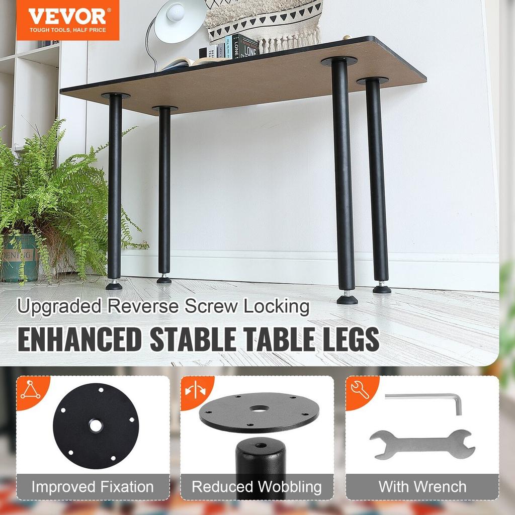 711.2MM Adjustable Desk Legs, Reinforced Steel Office Table Furniture Legs Set of 4 for DIY, 544.3KG Load Capacity Heavy Duty Desk Legs, Quick