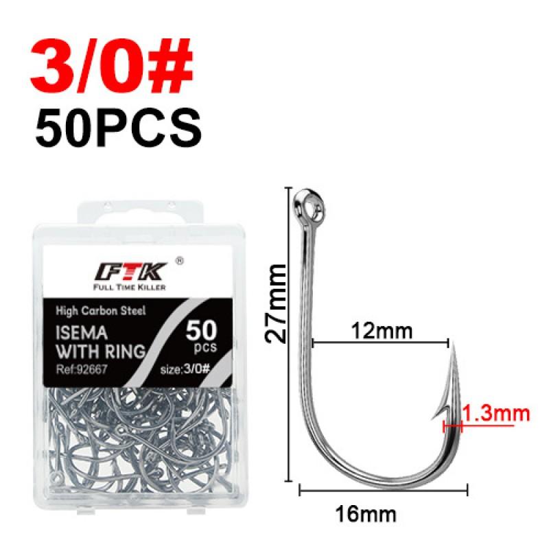 FTK Tube-Set Iseama Hooks 100pcs Boxed Saltwater Fishing With Barbs Long Cast Trolling