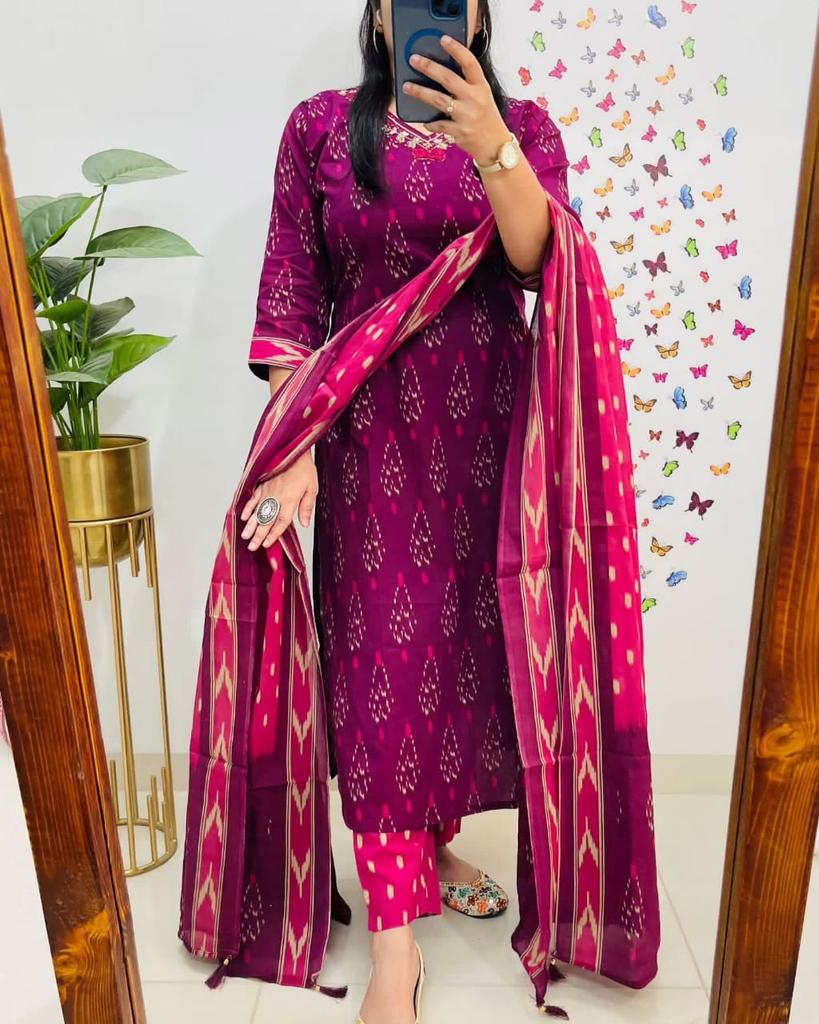 Beautiful Designer Party Wear Kurta Pant Dupatta Set Indian Pakistani Bollywood Tunic Kurti Salwar Suit