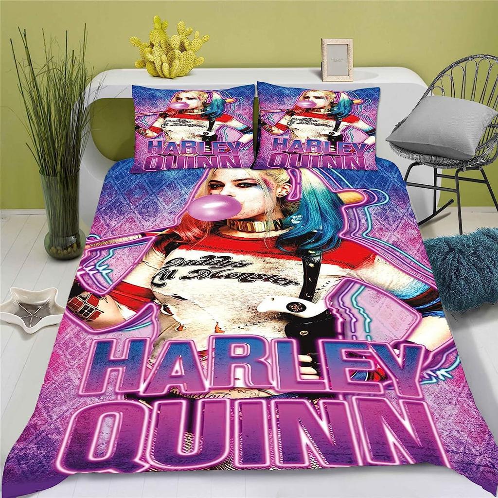 Animationsfilm Joker Bettbezug Kissenbezug 2/3tlg. H-Harley Quinn Bettwäscheset Erwachsener Junge Mädchen Schlafzimmerdekoration Einzelbett Doppelbett